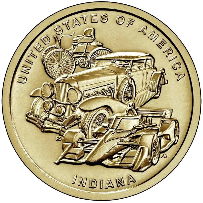 Set of 2 - P & D - 2023 INDIANA American Innovation $1 Coins From Mint Rolls