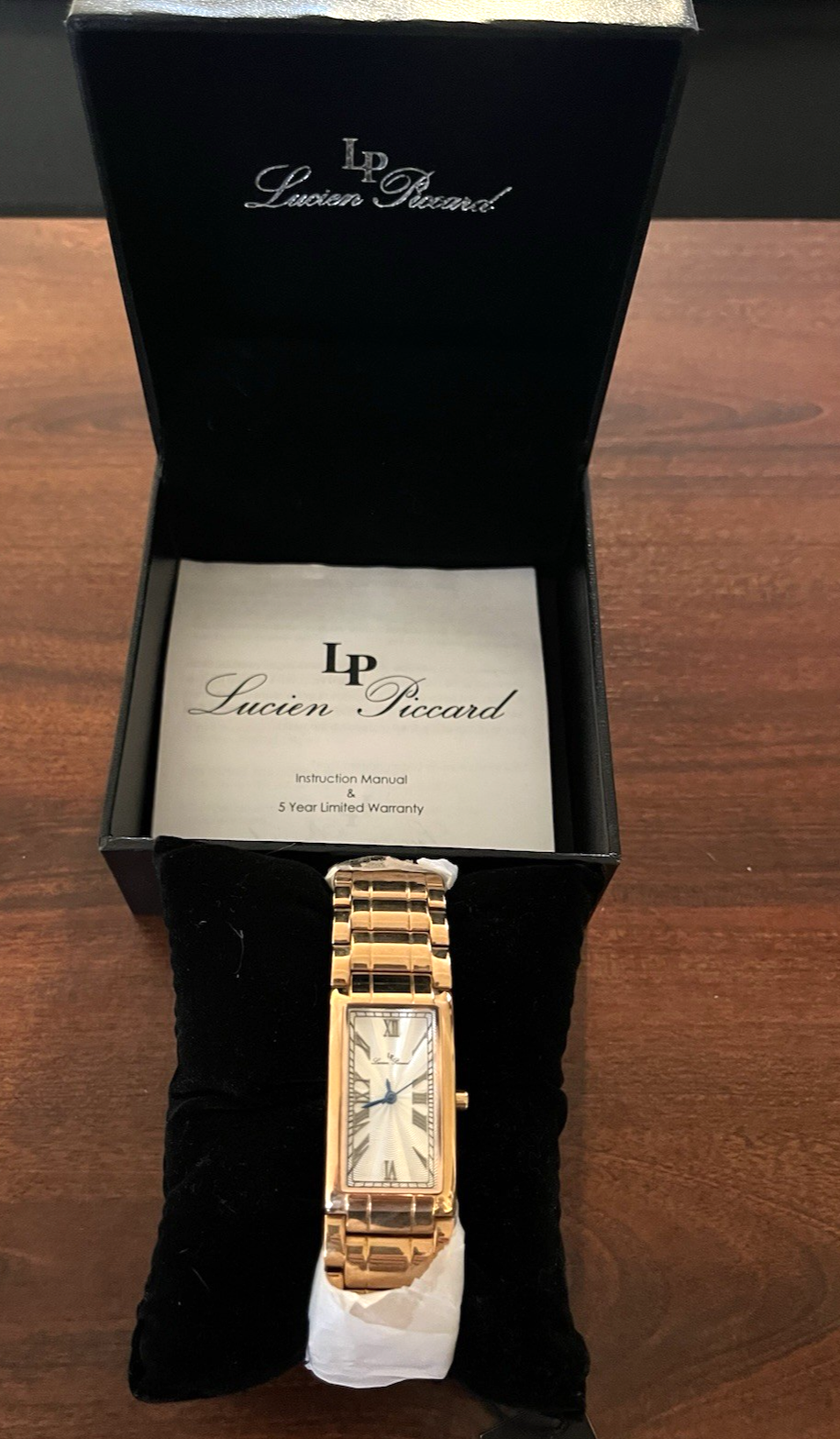 Lucien Piccard Chronograph Women Watch NEW IN BOX Roman Numeral Rectangular Face