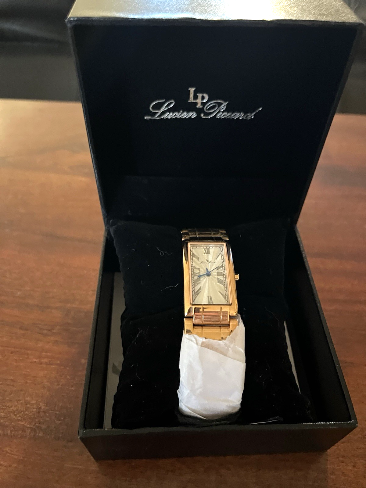 Lucien Piccard Chronograph Women Watch NEW IN BOX Roman Numeral Rectangular Face