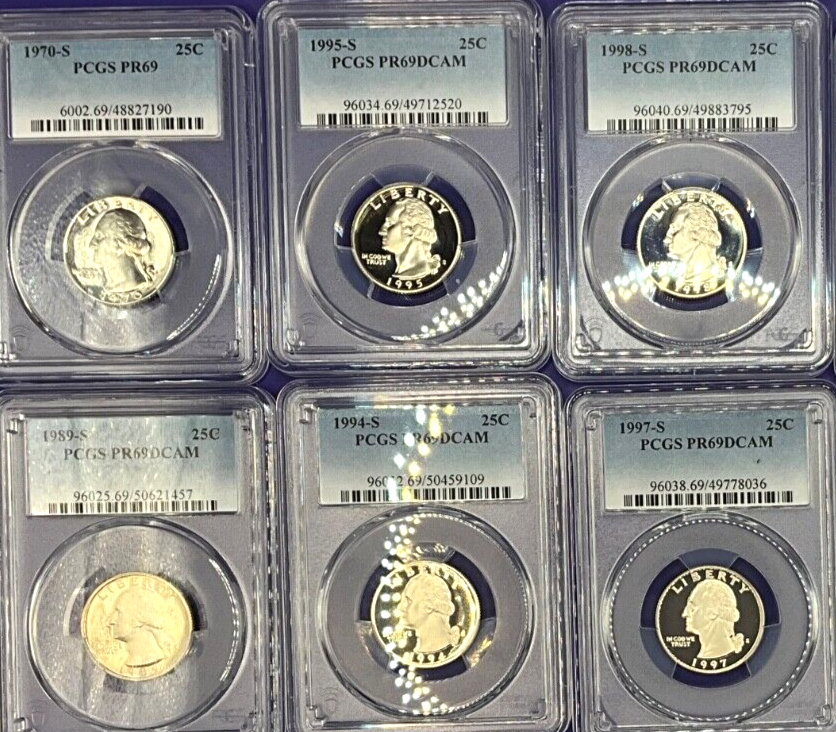 {20} - Graded Washington Quarters 🔥 PCGS PR69DCAM💰1965-2025 SF MINT Coins  ✅
