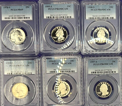 {20} - Graded Washington Quarters 🔥 PCGS PR69DCAM💰1965-2025 SF MINT Coins  ✅