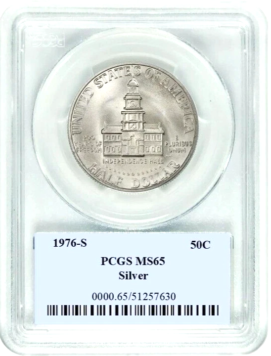 ✅1976 S Silver Kennedy Half Dollar 50C PCGS MS65 Coin BiCentennial JFK Label