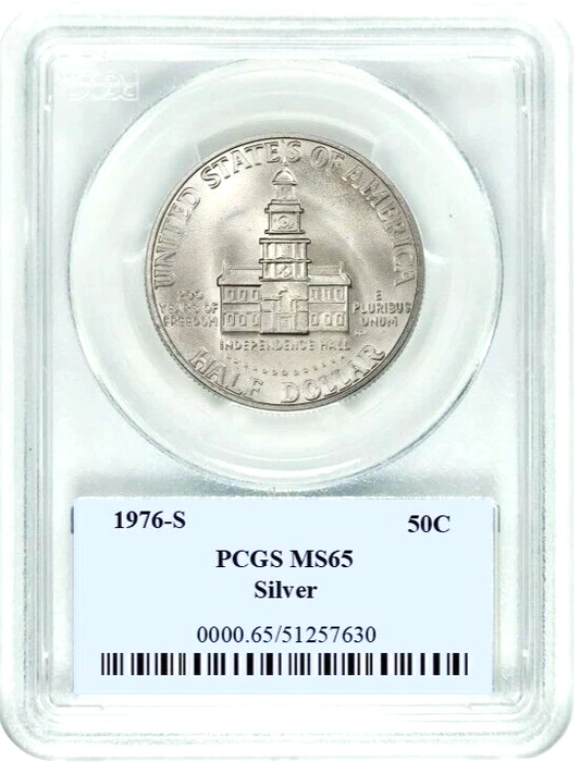 ✅1976 S Silver Kennedy Half Dollar 50C PCGS MS65 Coin BiCentennial JFK Label