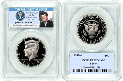✅ 1992 S Silver Kennedy Half Dollar 50C PCGS PR69DCAM Special JFK Photo Label