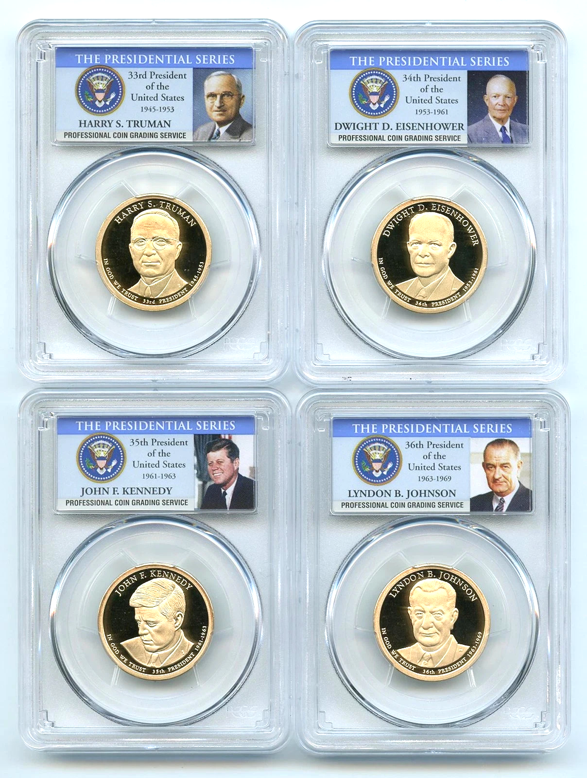 2015 S Presidential Dollar Coin Set PCGS PR69DCAM JFK Kennedy Eisenhower Truman