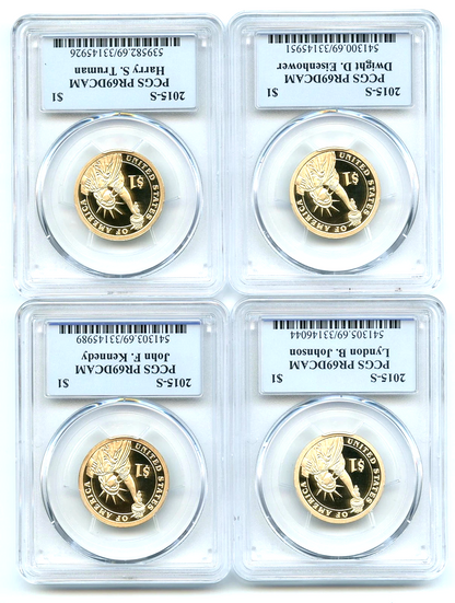 2015 S Presidential Dollar Coin Set PCGS PR69DCAM JFK Kennedy Eisenhower Truman