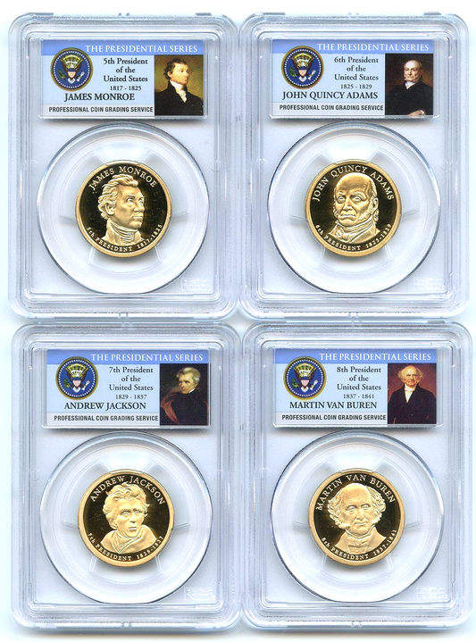✅ 2008 S Presidential Dollar 4 Proof Coin Set PCGS PR69DCAM Monroe Adams Jackson