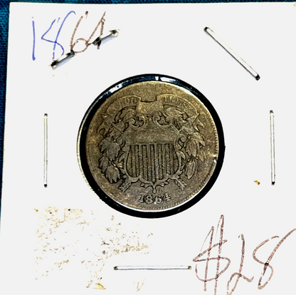 1864 2 Cent Piece - G+ Features - Civil War - 1st With Motto "In God We Trust"