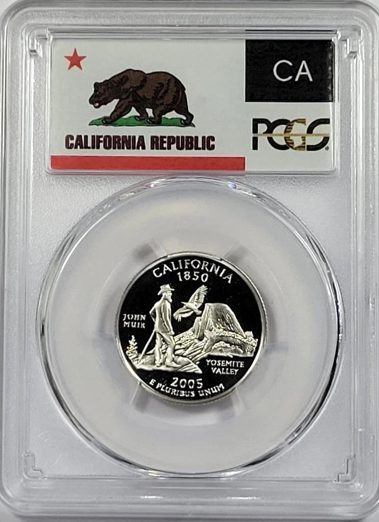 ✅ 2005-S California 90% SILVER Washington Quarter ~ PCGS PR69DCAM State Flag