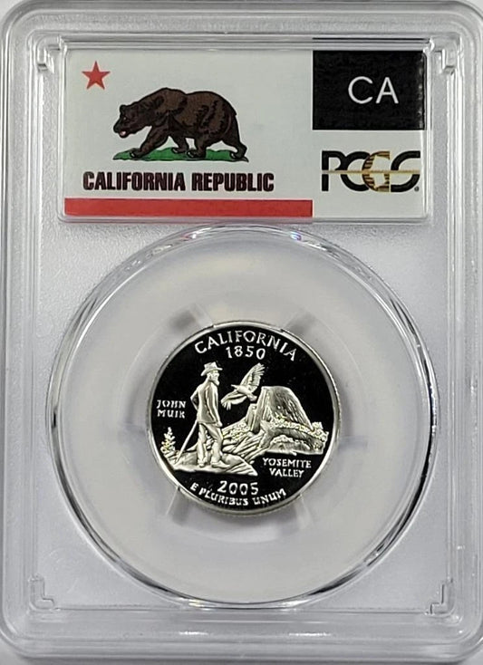 ✅ 2005-S California 90% SILVER Washington Quarter ~ PCGS PR69DCAM State Flag