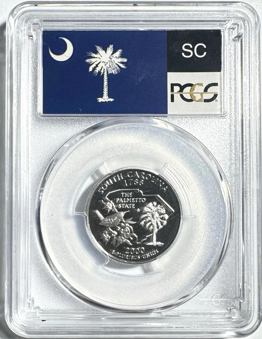 ✅ 2000-S South Carolina 90% SILVER Washington Quarter ~ PCGS PR69DCAM State Flag