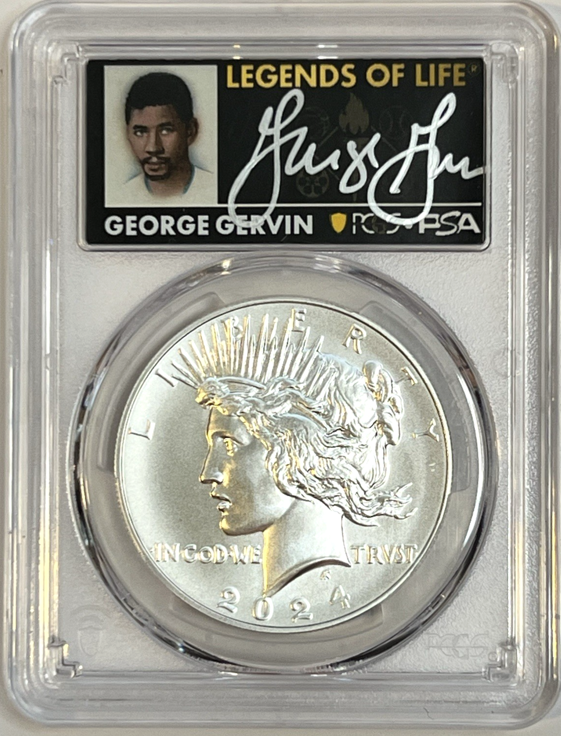 2024 Peace .999 Silver Dollar PCGS MS70 ADVANCED RELEASE George Gervin Pop of 5