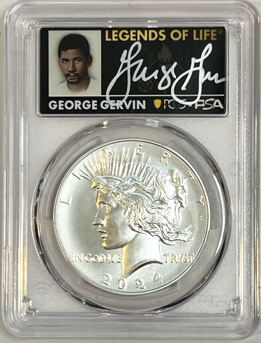 2024 Peace .999 Silver Dollar PCGS MS70 ADVANCED RELEASE George Gervin Pop of 5