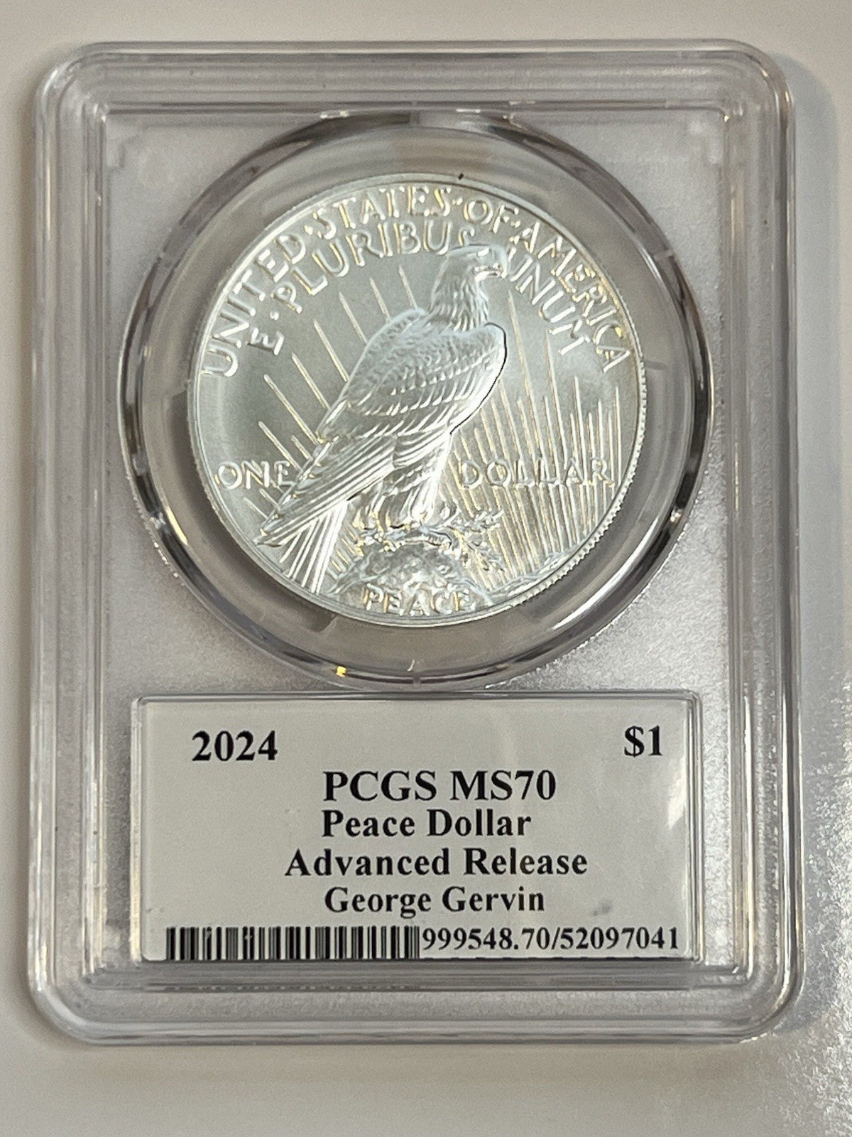 2024 Peace .999 Silver Dollar PCGS MS70 ADVANCED RELEASE George Gervin Pop of 5