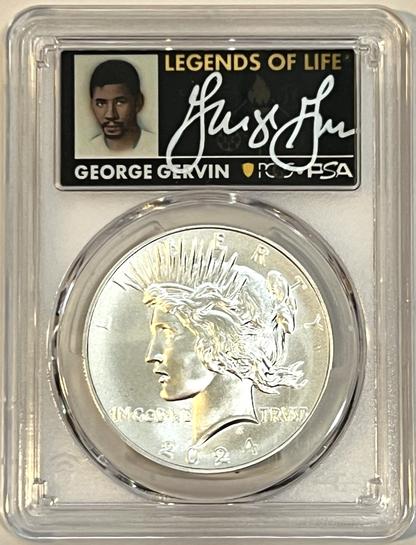 2024 Peace .999 Silver Dollar PCGS MS70 ADVANCED RELEASE George Gervin Pop of 5