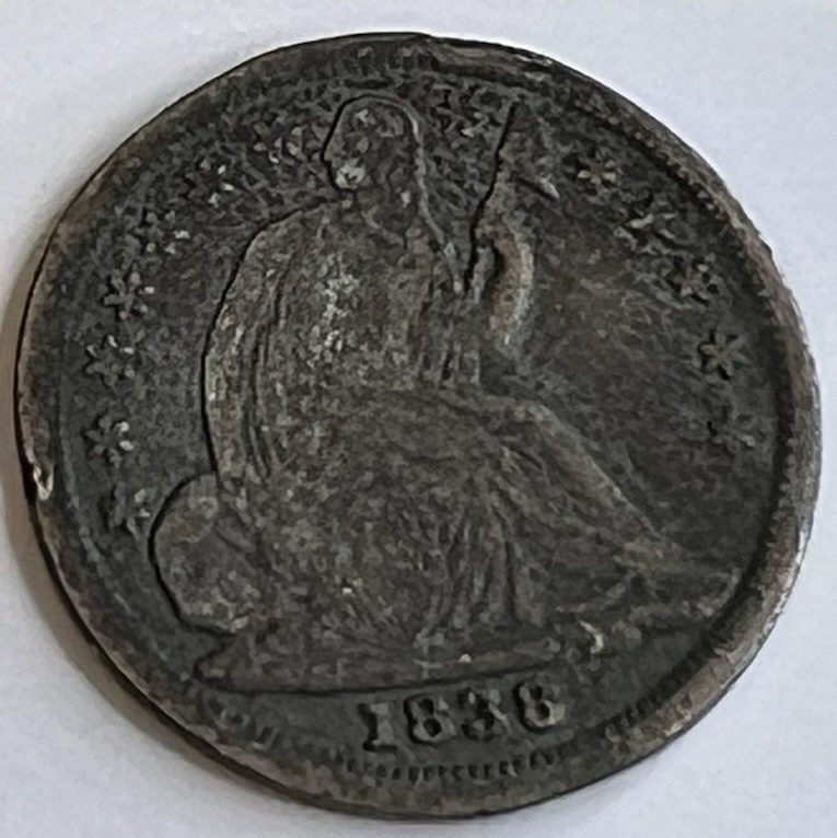✅ 1838 Seated Liberty Silver Half Dime ROTATED DIE 187 Year Old 90% Silver Coin