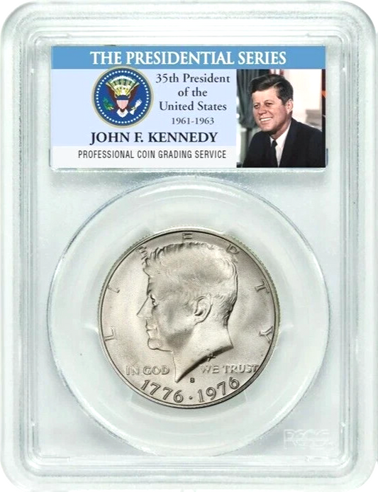 1976 S Silver Kennedy Half Dollar 50C PCGS Graded MS66 President JFK Photo Label