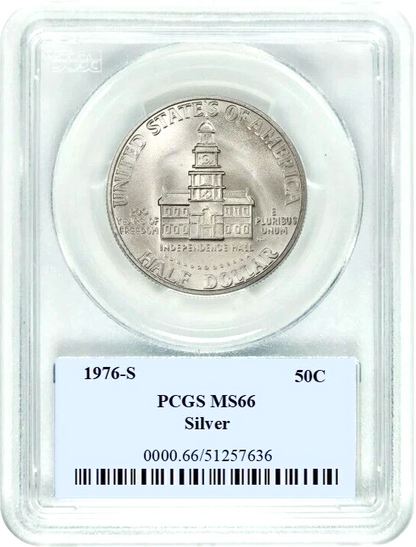 1976 S Silver Kennedy Half Dollar 50C PCGS Graded MS66 President JFK Photo Label