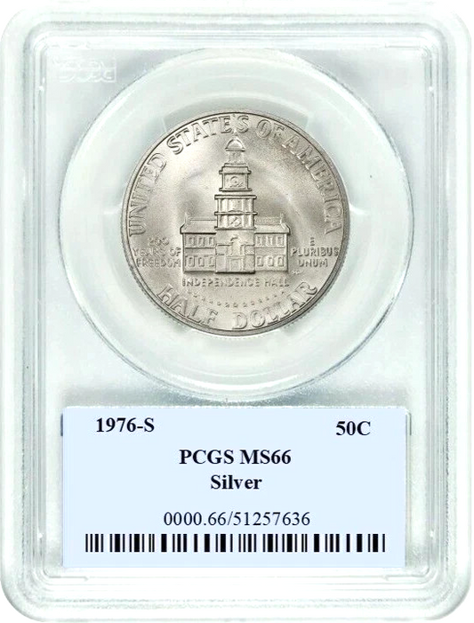 1976 S Silver Kennedy Half Dollar 50C PCGS Graded MS66 President JFK Photo Label