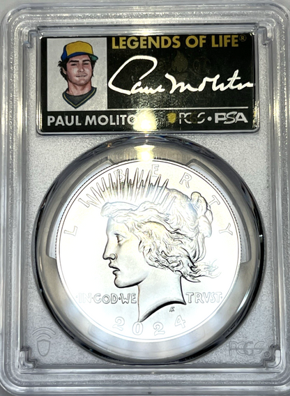 2024 Peace .999 Silver Dollar PCGSMS70 ADVANCED RELEASE Paul Molitor Signature