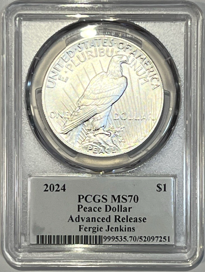 2024 Peace .999 Silver Dollar PCGSMS70 ADVANCED RELEASE Paul Molitor Signature