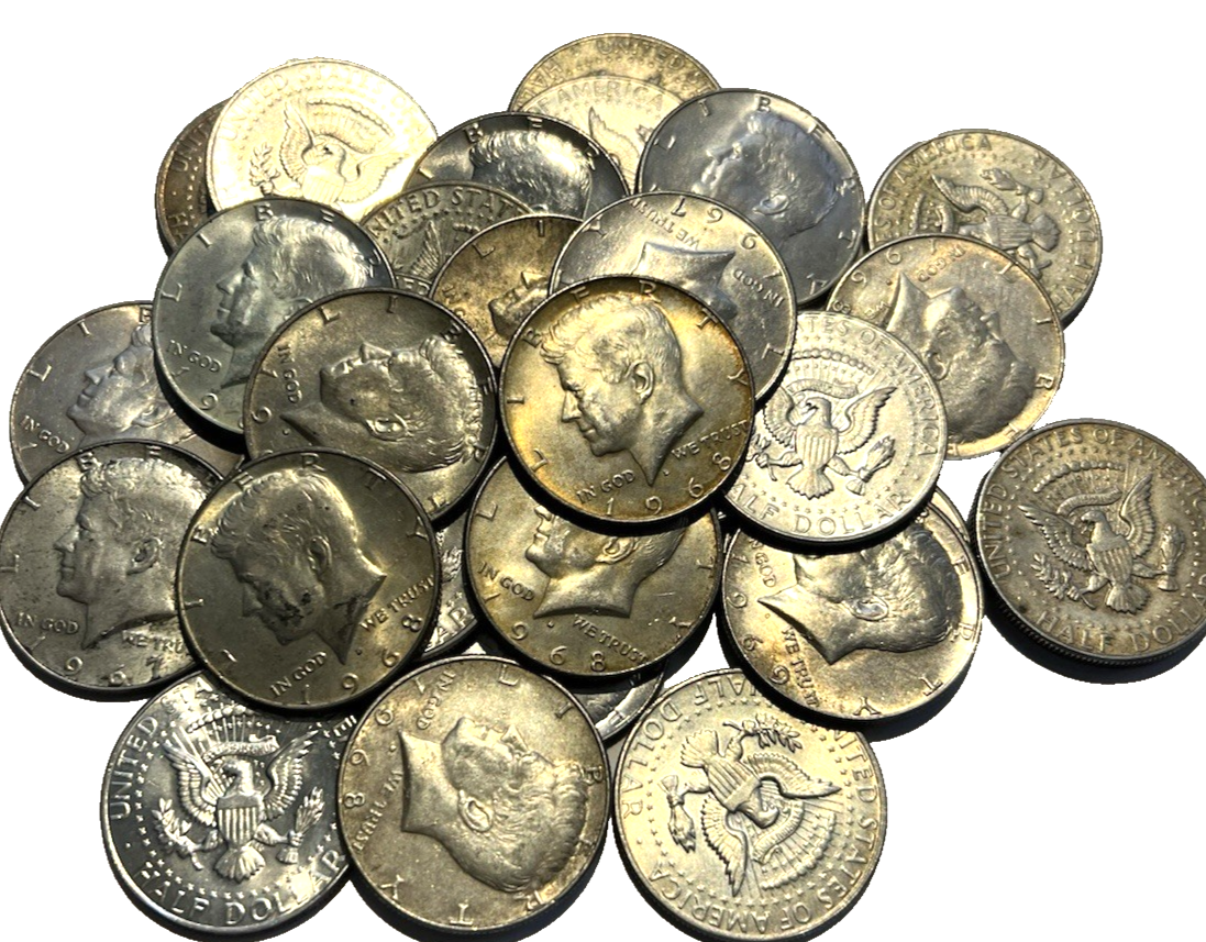 $1 Face Value - 40% Silver 1965-1970 Kennedy Half Dollars Average Circulated JFK