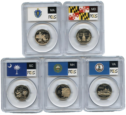 2000 S 90% SILVER State Quarters 5 Coin Set PCGS PR69DCAM Uncirculated Coins