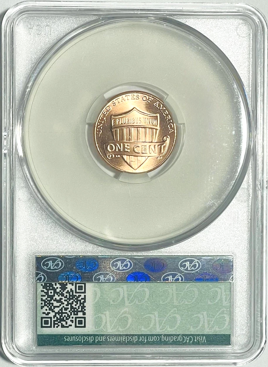 2025-P Lincoln Shield Cent CAC MS64 RD ‼️LAST YEAR OF THE PENNY‼️ USA Flag Label