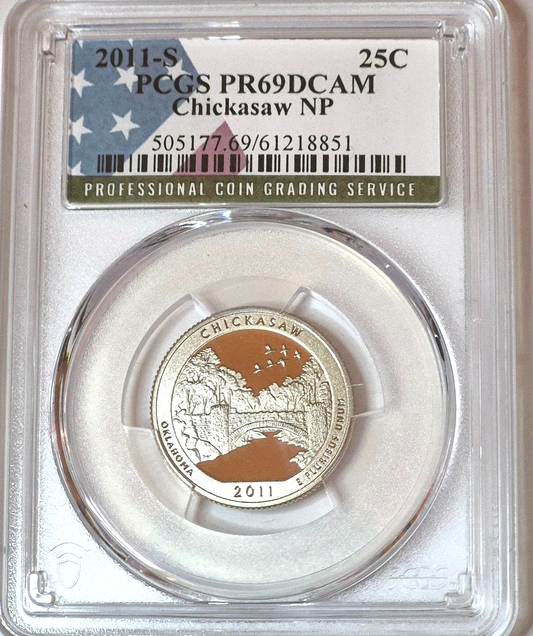 🔥 2011 S 25C CHICKASAW NP National Park Washington Quarter PCGS PR69DCAM