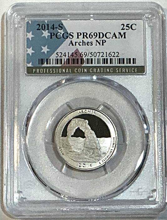🔥 2014 S 25C ARCHES NP National Park Washington Quarter PCGS PR69DCAM