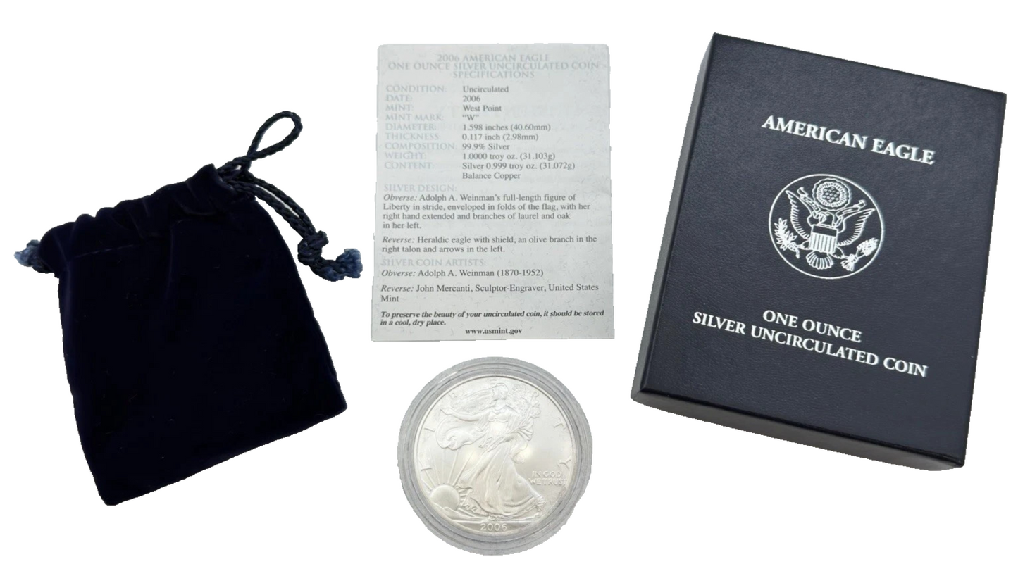 2006-W $1 American Silver Eagle ASE WEST POINT w/OGP & COA Uncirculated .999 ozt