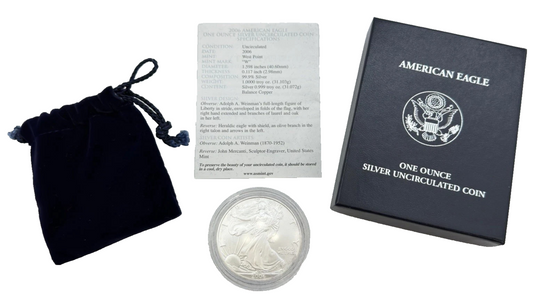 2006-W $1 American Silver Eagle ASE WEST POINT w/OGP & COA Uncirculated .999 ozt