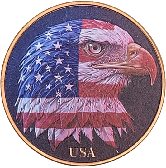 ✅ 1 oz .999 Copper American Flag Bald Eagle Colorized Bullion AVDP Round