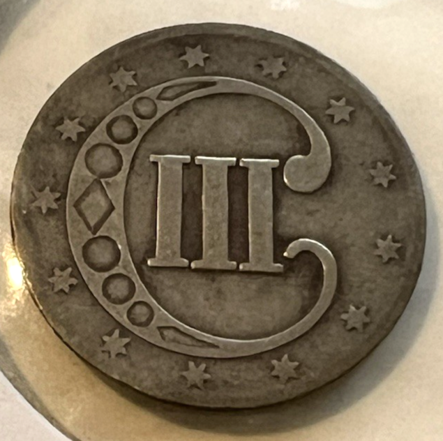 ✅ 1853 Three Cent Silver Piece Trime 3c Type 1 Ungraded Choice US Coin