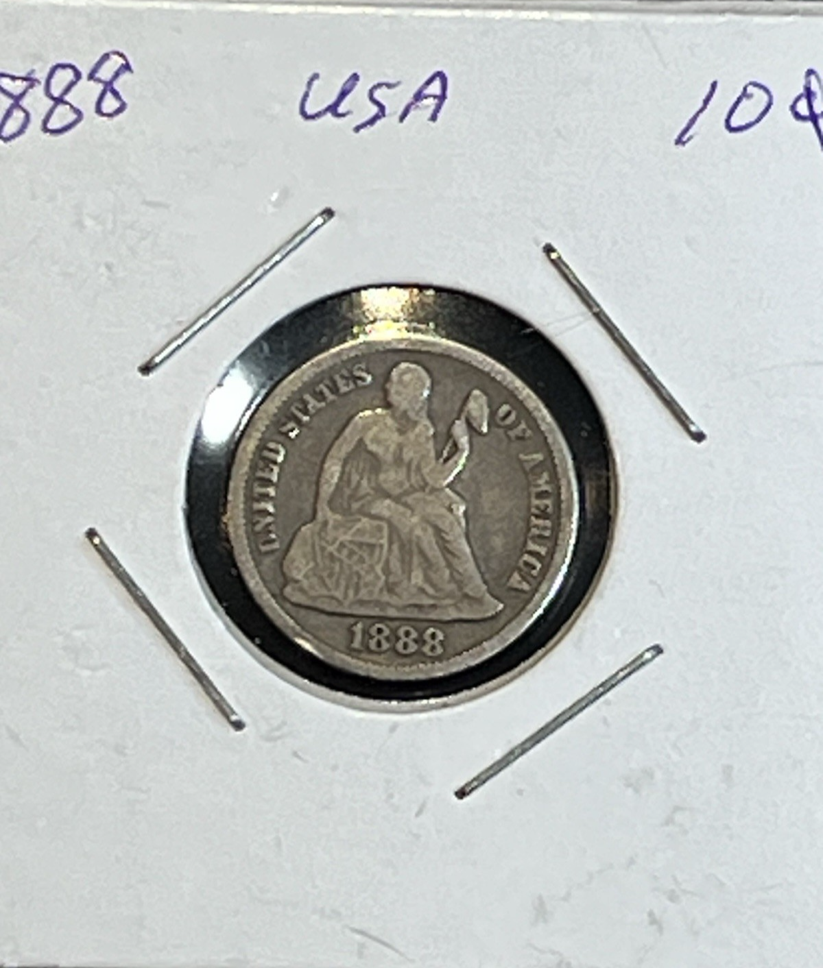 1888-S Seated Dime 90% Silver FINE - VERY FINE San Francisco Coin FULL LIBERTY