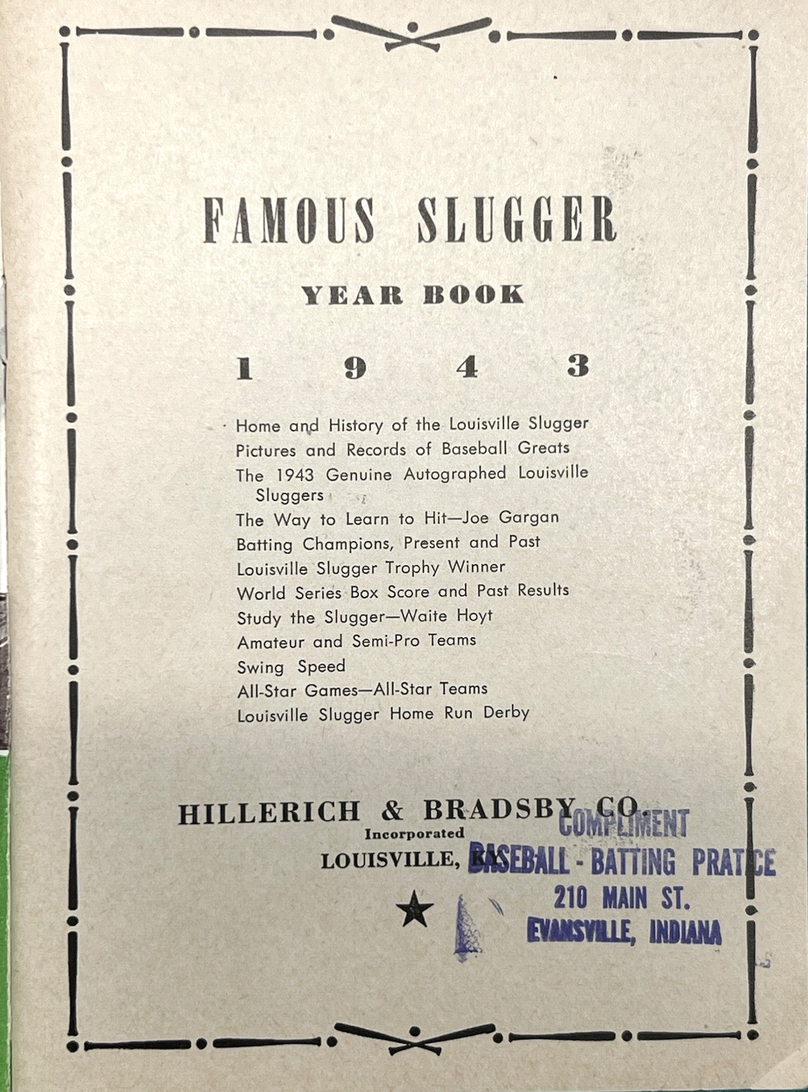 1943 FAMOUS SLUGGER YEAR BOOK Ted Williams & Ernest Lombardi  Ruth Cobb Gehrig +