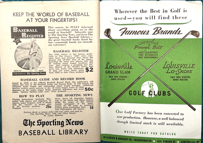 1943 FAMOUS SLUGGER YEAR BOOK Ted Williams & Ernest Lombardi  Ruth Cobb Gehrig +