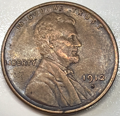 1912-S Lincoln Wheat Cent VF/AU Features Semi-Key Date Copper Penny 1c Coin