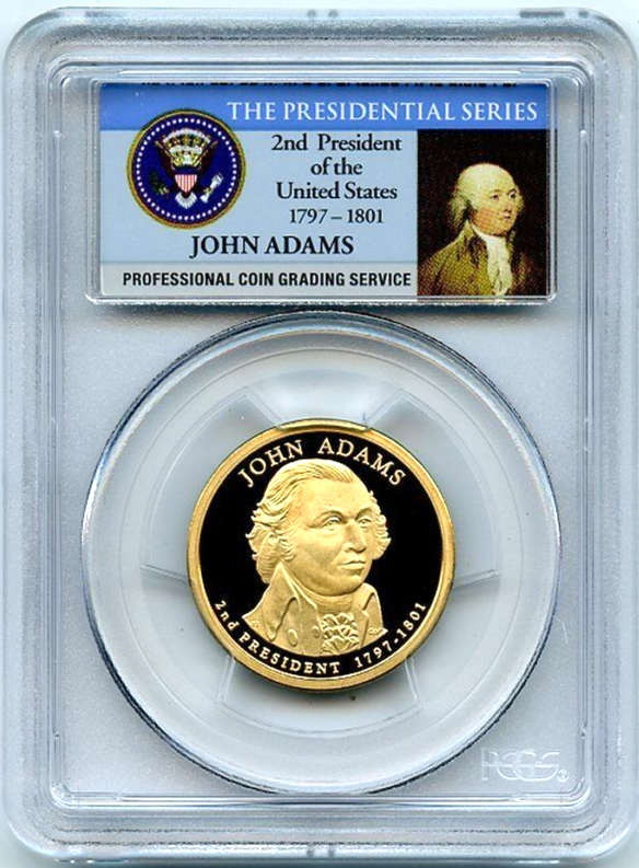 ✅ 2007 S John Adams Presidential Dollar PCGS PERFECT ! PR70DCAM Photo Label