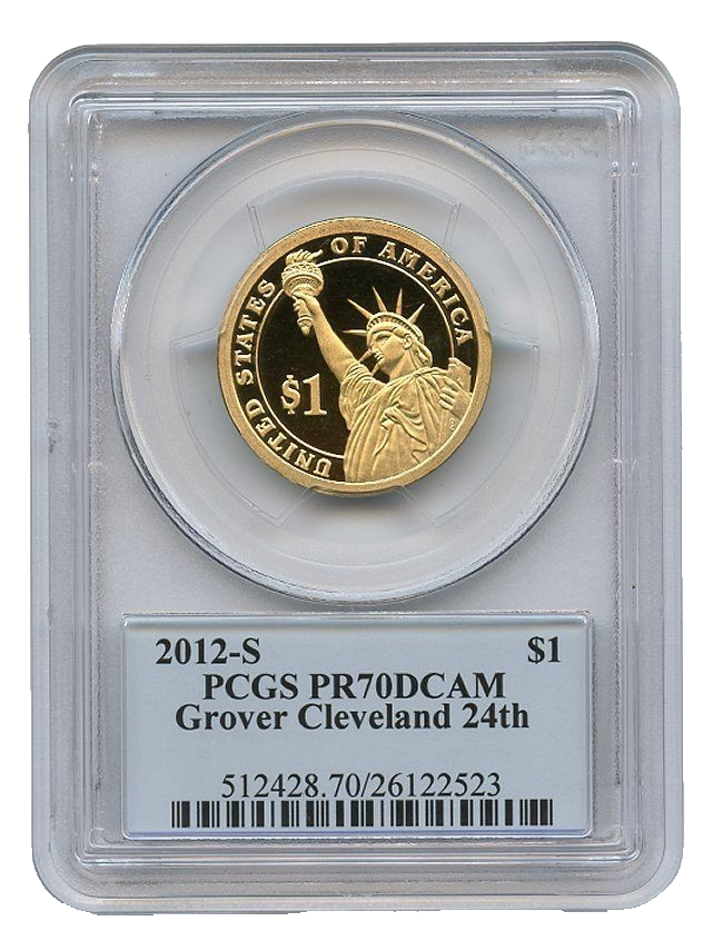 2 COIN SET - 2012 S $1 Grover Cleveland PCGS PR70DCAM Presidental Photo Label