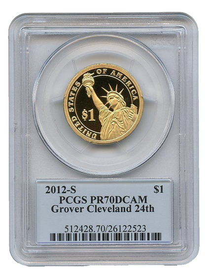 2 COIN SET - 2012 S $1 Grover Cleveland PCGS PR70DCAM Presidental Photo Label