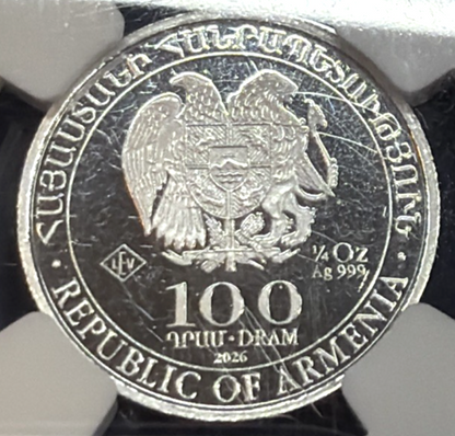 2026 LEV Armenia S100D Noah’s Ark First Releases MS70 NGC Silver Coin