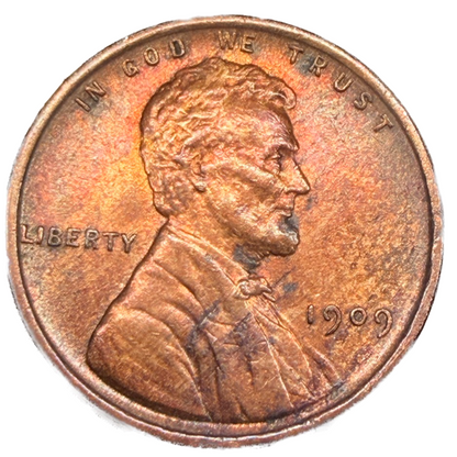 1909 VDB WOODY! BU Lincoln Wheat Cent TONED MINT ERROR Penny 1ST YEAR - KEY DATE