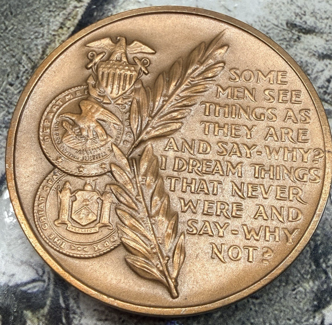 1925-1968 Robert Francis Kennedy Bronze Medallion RFK EXTREMELY HIGH RELIEF