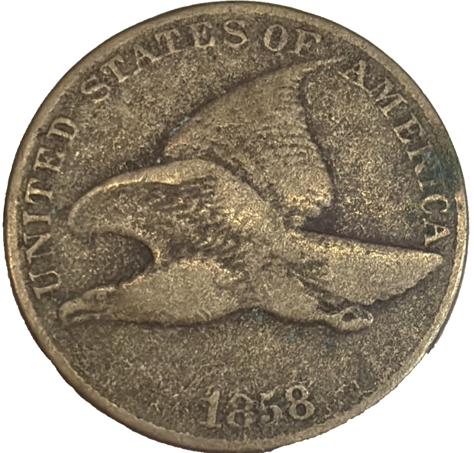 1858 Flying Eagle 1c One Cent Very Good Condition Pre Civil War Copper Coin