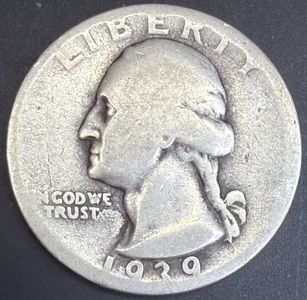 1939-S Washington Quarter 90% Silver Coin #4 Low Mintage KEY DATE Good Condition