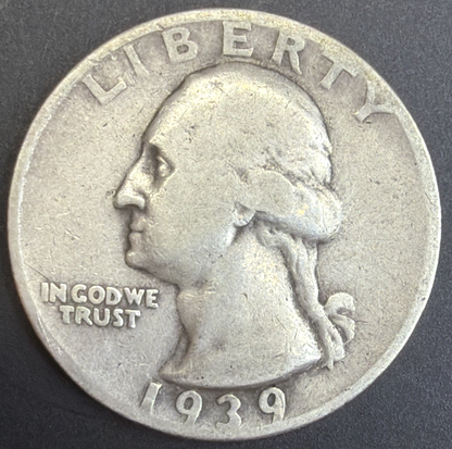 1939-S&D Washington Quarters 90% Silver Coins KEY DATES 2 Coin Set