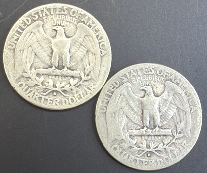 1939-S&D Washington Quarters 90% Silver Coins KEY DATES 2 Coin Set