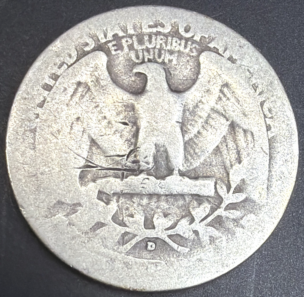 1939-D Washington Quarter 90% Silver Coin Low Mintage KEY DATE AG Condition
