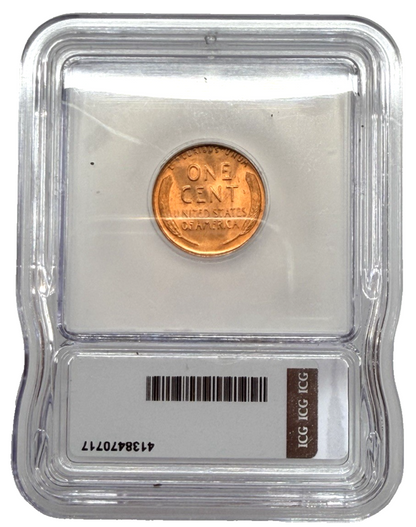 1942-D Brilliant Uncirculated Wheat Cent ICG MS65 Bright Red Shiny Copper Penny
